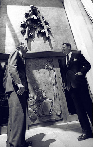 With David Rockefeller in 1965, in New York, during the opening of the new gate of Palazzo Italia.