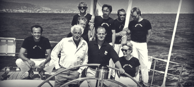 With the King Juan Carlos of Spain on board the yacht “Extrabeat”, in 1988.
