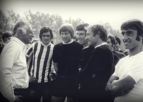 Gianni meets  Juventus players  Zoff, Anastasi, Altafini, Marchetti and Cuccureddu,  in Turin,  in 1972