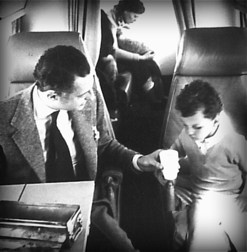 On the plane with his son  Edoardo in 1958.