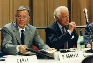 June 3, 1986. Gianni Agnelli with his brother Umberto at the Shareholders’ Meeting