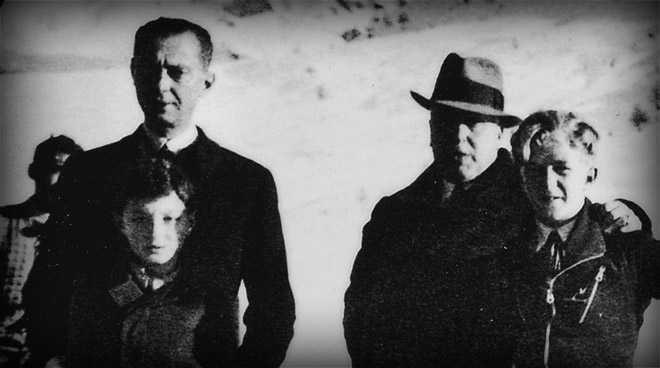 Sestrière, 1931. Edoardo with his son  Gianni and  Senator Agnelli  with Giovanni Nasi